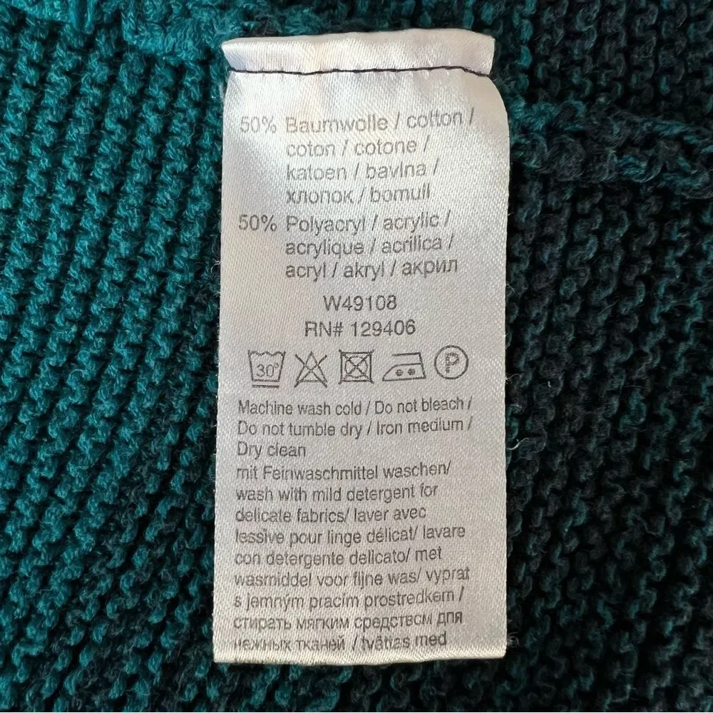 Collection L‎ Ombre Knit Sweater Green Blue Cotton Blend Pullover Women 16